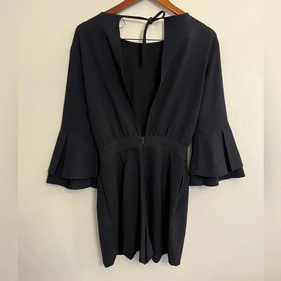 Zara  navy blue Jumper with statement sleeves size small - Picture 5 of 6